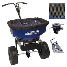 CHAPIN USA 82088 80-Pound Made in USA Commercial Sure Spread Salt and Ice Melt Walk Behind Spreader with 360-degree Baffles, Enclosed Gear System and Includes Cover and Salt Grate, Blue