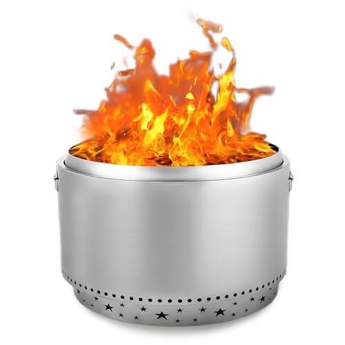 GarveeHome 32 in Smokeless Fire Pit with Handle, Portable Fire Pit for Camping with Removable Ash Pan, Outdoor Bonfire Pit for Camping, Garden,Ideal for 10-15 People