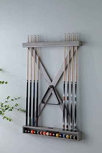 Playcraft X Style Hardwood 8 Cue Billiard Equipment Wall Rack Pewter