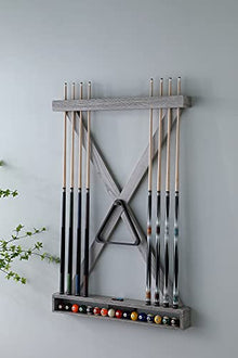 Playcraft X Style Hardwood 8 Cue Billiard Equipment Wall Rack Pewter