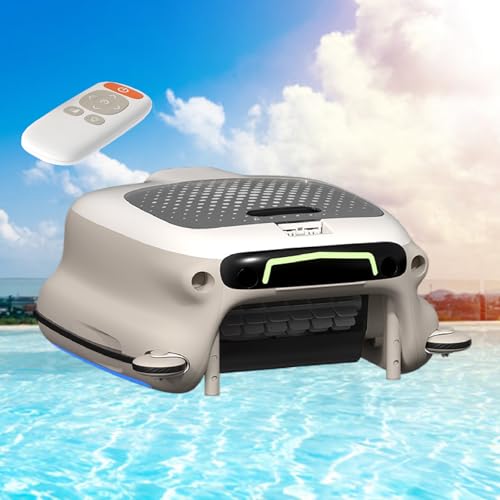 Robotic Pool Skimmer Cleaner, Cordless Automatic Pool Cleaning Robot with 10L Large Capacity and Anti-Stuck Foam for Efficient Cleaning