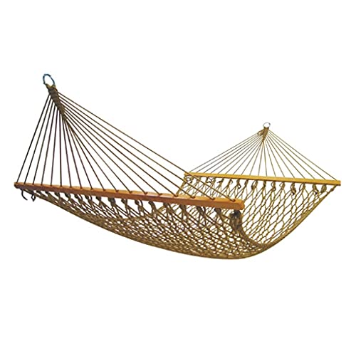 NEWCES Portable Hammock Portable Cotton Mesh Wooden Hammock Swing Chair Thick Canvas Anti-Roll Hammocks for Backpacking Beach (Size : Large)
