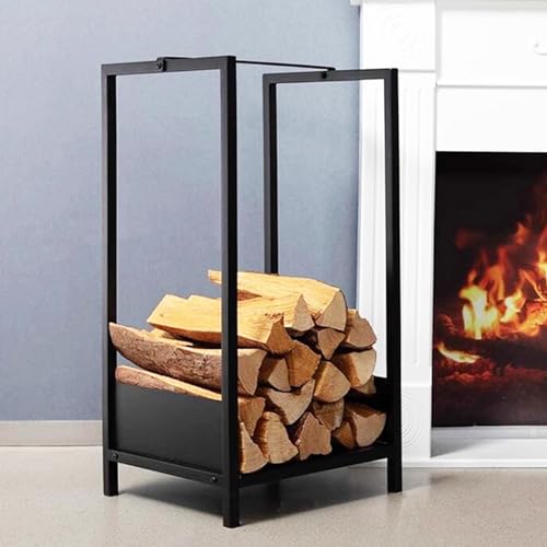 ELUKHT Log Holder 30 Inch Firewood Racks for Inside Outside, Black Rustic Fireplace Log Storage Rack Stacker Holder, Heavy Duty Metal Firewood Holder Logs Stand,