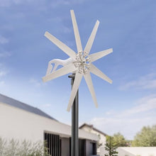 Wind Turbine Generator Kit, 8 Blades 5000W Solar Wind Power Generator 12V 24V 48V Windmill Generator with Wind Controller for Cabins Or Home(White),24v