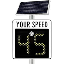 24''Solar Powered Radar Speed Limit Sign - LED Speed Limit Radar Detective Display,Radar Feedback Sign,Applicable to Highways,Speed-Limited Roads White-3digitdisplay