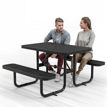 OUTTANS Commercial Metal Picnic Table (Black, 4' Rectangular)