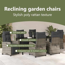 vidaXL Garden Dining Set 7 pcs Grey Poly Rattan