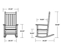 Polywood Vineyard Porch Rocking Chair, HDPE Outdoor Rocker, Patio Furniture, Black, Made in USA