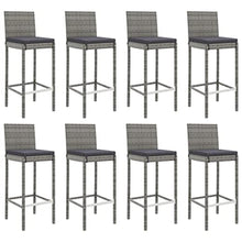 fsahslih 9 Piece Patio Bar Set Gray PE Rattan Table and 8 Stools
