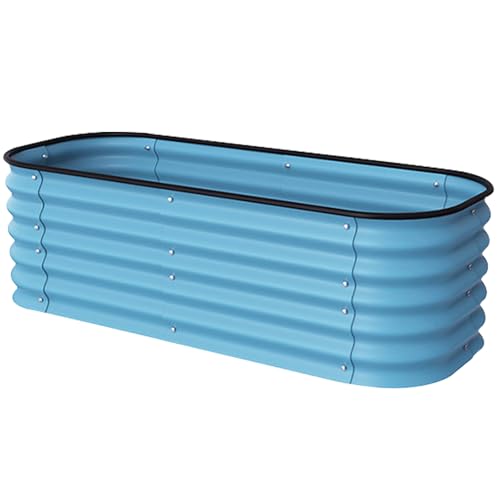YUHANG Raised Garden Bed Kit,Planter Boxes,Made Zinc-Aluminium Steel,Sturdy and Stable,Easy to Assemble,for Growing Flowers,Fruit and Vegetables,105/150/195cm (Blue,195×60×43cm)