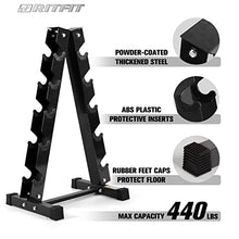 RitFit Rubber Hex Dumbbells Set with Rack 180LBS