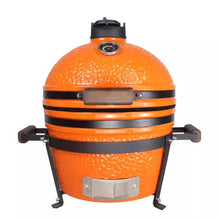 TT-YEL 16" Ceramic Grill, Portable Charcoal Grill with Lid, Thermometer, Handle, Home Outdoor Oven/Smoker, Compact Freestanding Grill for Camping and Gardening,Orange