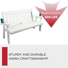 Amish Casual Heavy Duty 800 Lb Mission Pressure Treated Garden Bench with Cupholders (5 Foot, Semi-Solid White Stain)