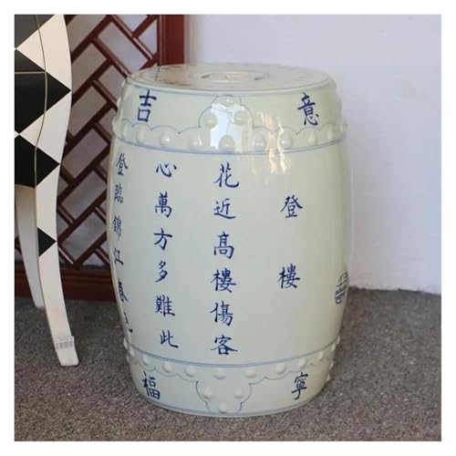 Tu Ye-US Decorative Garden Stools, Blue and White Handpainted Ceramic Stools for Home Writing Private Collection Modern Chinese Ceramic Drum Stools
