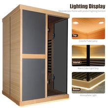 Jintop V-Shaped Infrared Sauna Room with Bluetooth & Double Glass Doors Black