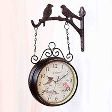 ERTTGWGF Retro Double Sided Double Sided Station Clock Garden Clock Wrought Iron 360° Rotation Waterproof Outdoor Clock Decoration Outside Clock