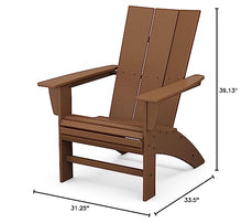 POLYWOOD Modern Curveback Adirondack Chair, HDPE Outdoor Patio Furniture, Fade-Proof Pool Deck Garden Fire Pit Seating, Teak Brown