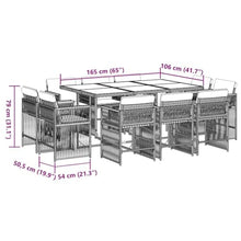 Kaorsrow 11 Piece Garden Dining Set with Rectangular Table and 10 Chairs, PE Rattan Outdoor Patio Furniture Set for 10, Black and Cream White Dining Furniture for Backyard Terrace