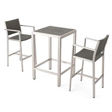 GDF Studio Outdoor Wicker and Aluminum Bar Set 3 Piece Grey With Wicker Top