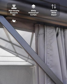 12 x 20 Hardtop Gazebo with Double Polycarbonate Roof, Durable Aluminum Frame, with Curtains and Netting – Perfect Outdoor Pavilion for Garden, Lawn and Patio
