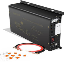 3000Watt Pure Sine Wave Power Inverter 24VDC to 120VAC 6000W Peak Built-in Soft Starter Dual AC Outlets 2× 2.4A USB Port &Hardwire Terminal Off-Grid Solar Converter RV Trucks (U5-300024)