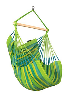 LA SIESTA® Medium Basic Domingo Hammock Chair & Steel Stand - Weatherproof, Hanging Hammock Chair with Stand - Indoor Outdoor Swinging Chair, Bedroom Porch Hammock Swing Chair with Stand - Lime