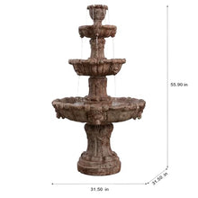 Three-Tier Antique Outdoor Fountain, Classic Cascading Water Feature for Garden, Patio and Yard, Decorative Vintage Style Resin Water Fountain, 55.9 Inch Tall