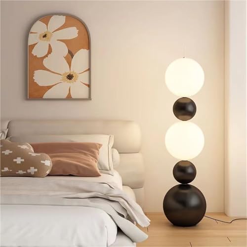 Gilubfckin Modern LED Floor Lamp with Foot Switch, 3-Color Ambient Lighting, Energy-Saving Funky Fruit Design, Dimmable Standing Lamp for Living Room, Bedroom, Trendy Aesthetic Home Decor(Black)