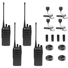 Motorola Solutions CP100D Analog UHF Two Way Radio 4 Pack with Remote Speaker Mic Black