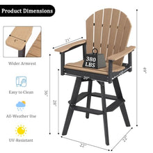 OTSUN Swivel Tall Adirondack Chairs Set of 2, All Weather HDPE Bar Height Adirondack Stools Two-Tone Widened Durable Design for Porch Patio Yard Lawn Fire Pit Bistro Basement Indoors & Outdoors