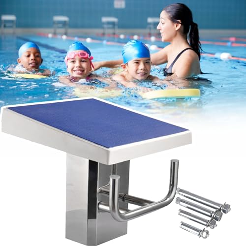 MSHOSAC Heavy Duty Diving Board with Handrail, Non-Slip Swimming Platform with Stainless Steel Base 15° Inclined for Pool Training Competition