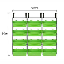 Vertical Garden Wall Hanging Planter, Elevated Garden Beds with Water Drainage Hole, Multi-Layer Railing Flower Pots for Three-Dimensional Greening Planting (Color : Green, Size : 99x90cm)