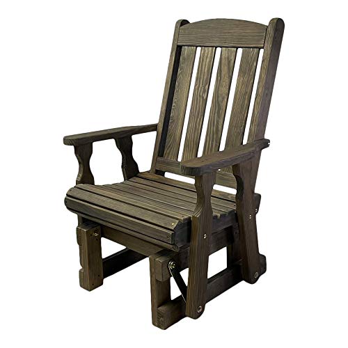 Amish Casual Heavy Duty 600 Lb Mission High Back Treated Glider Chair (Dark Walnut Stain)