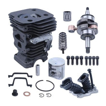 42mm Chainsaw Cylinder Piston Crankshaft Bearing Gasket Kit Fit For 450 450E 445E 445 Decompression Port Replacement Part(Cylinder Set A)