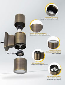 COLOER Solid Brass Outdoor Cylinder Wall Lights Bronze Finish 4 Pack