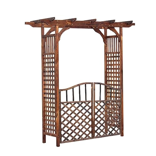 MELPHI Wooden Garden Arch with Double Gate, Arbor Garden Arch for Climbing Plants, Wooden Arch with Trellis for Outdoor Garden, Backyard (Size : 140cm)