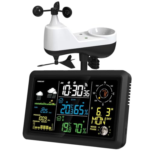 Wireless Weather Station with Wind Speed Direction Rain Gauge