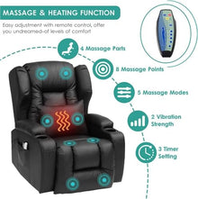 HTERWQEA Black Power Lift Recliner with Massage Heating & USB Ports