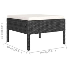 Heofavd 9-Piece Modular Patio Furniture Set in Matte Black PE Rattan Outdoor Sectional Sofa with Cream Cushions Square Table Seats 9 for Garden Balcony Backyard and Terrace
