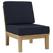 Modway Marina Premium Grade A Teak Wood 10-Piece Outdoor Patio Furniture Set in Natural Navy