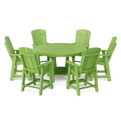 Wildridge® Heritage 60” Pub Table Set, Lime Green - Outdoor All-Weather Poly Furniture for Patio, Porch, Deck