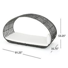 GDFStudio Outdoor Wicker Overhead Canopy Daybed Water Resistant Cushion (Grey/White)