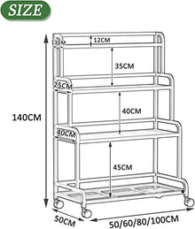 ZHOUYANB Indoor Plant Stand Metal 4 Tiered Flower Rack With Rear Bar And Lockable Wheels Flowers Pot Display Shelf For & Outdoor Freestanding Planter Storage