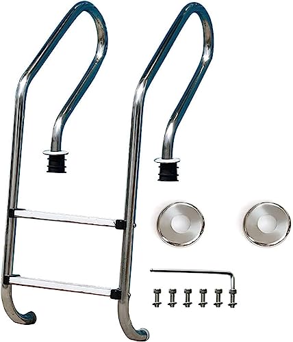 Inground Pool Ladder Stainless Steel Swimming Pool Ladder Steps Max Load 200kg Embedded Installation Anti-Rust Handrail