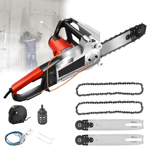 Electric Concrete Chain Saw with Water Fed Dust Suppression, Handheld Diamond Cutter for Concrete, Granite & Brick - 35CM Length, Perfect for Precision Cutting