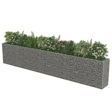 Gabion Raised Bed Galvanized Steel 212.6"x19.7"x39.4" with Self-Watering Ceramic Flower Pots White Black