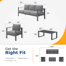 Solaste Aluminum Patio Furniture Set 4 Pcs Modern Outdoor Conversation Set Grey
