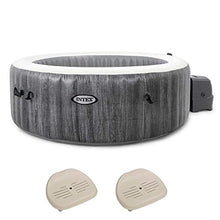 Intex PureSpa Plus Greywood Deluxe 6 Person Inflatable Hot Tub Gray with Seat Inserts