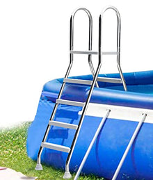 Above Ground Swimming Pool Ladder Double Sided 4 Step Ground with Anti-Slip Wide Pedal, Entry System,Stainless Steel for Ground Pool, Multi-Use Step Load 500lb