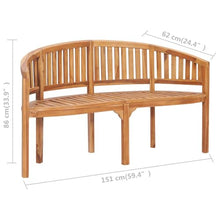 vidaXL Banana Bench 59.4" Solid Teak Wood